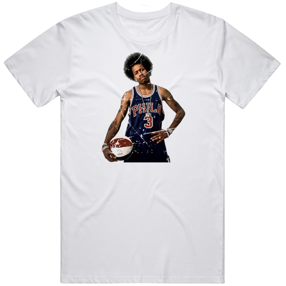 Allen Iverson Afro Legend Philadelphia T Fan – theCityOfBrotherlyLoveTshirts Shi Distressed Basketball