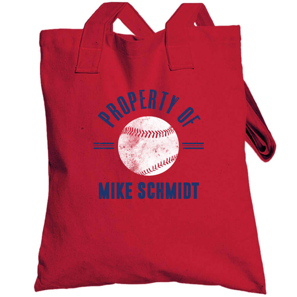 theCityOfBrotherlyLoveTshirts Mike Schmidt Property of Philadelphia Baseball Fan T Shirt V-Neck / Red / Large