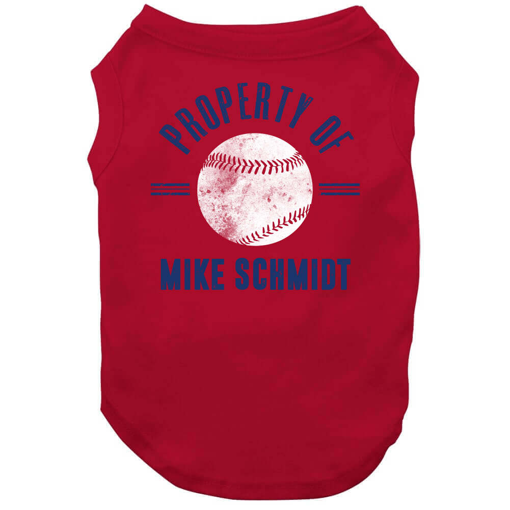 theCityOfBrotherlyLoveTshirts Mike Schmidt Property of Philadelphia Baseball Fan T Shirt V-Neck / Red / Large
